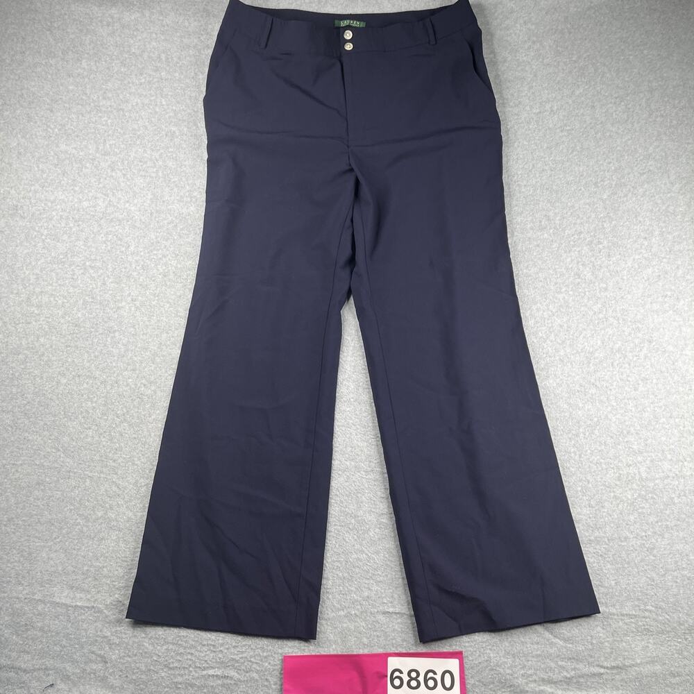 Lauren Ralph Lauren Wool Pants Womens Size 16 Navy Blue Lightweight Casual
